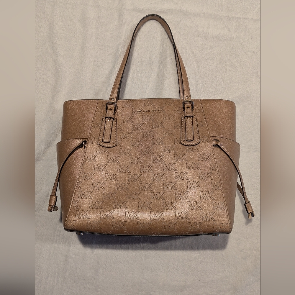 Michael Kors Rose Gold Metallic Tote Bag